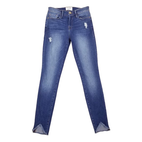 Frame Le Skinny De Jeanne Triangle Hem Jeans In Seabright Exclusive Sz 26 - Picture 1 of 10